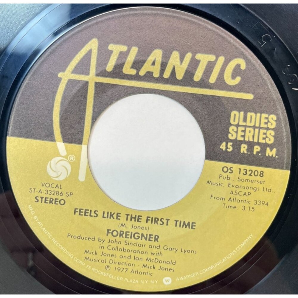 Foreigner Feels Like the First Time / Cold As Ice 45 Vinyl 70s Classic Rock Atla